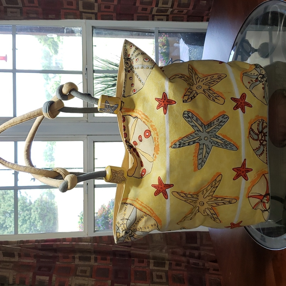 SUN N SAND VINTAGE STARFISH SEASHELL BEACH HOBO BOHO TOTE BAG